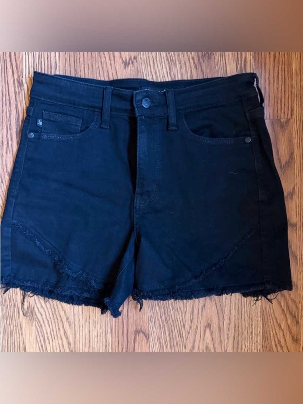 Judy Blue Black Women's Frayed Hem Denim Shorts